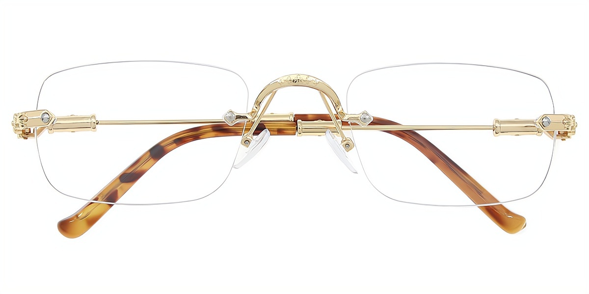 Golden Rectangle Exquisite Metal Eyeglasses