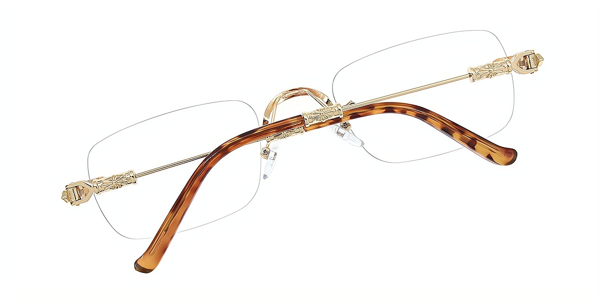 Golden Rectangle Exquisite Metal Eyeglasses