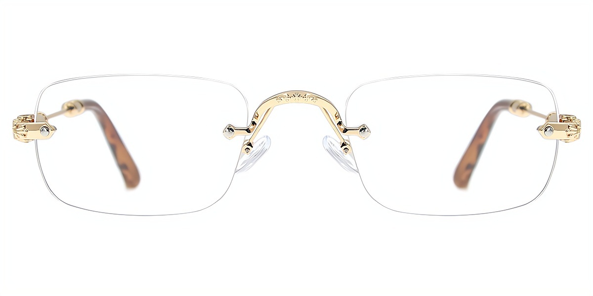 Golden Rectangle Exquisite Metal Eyeglasses