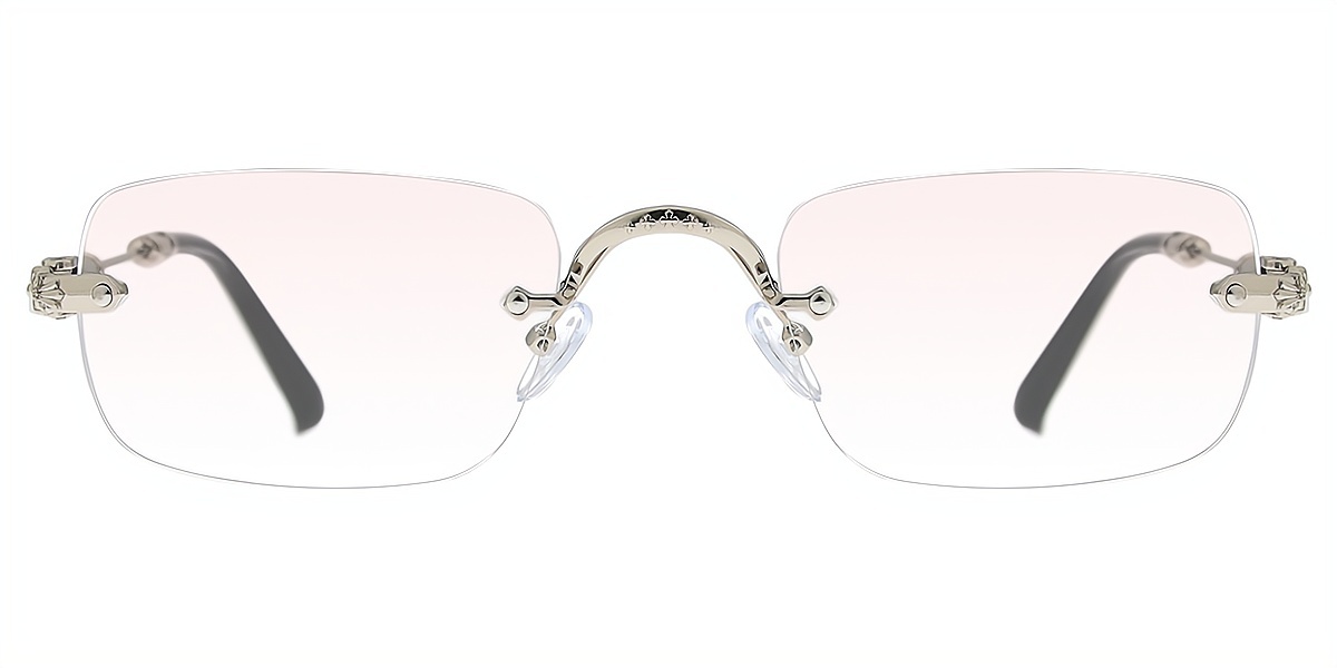 Silver Rectangle Exquisite Metal Eyeglasses