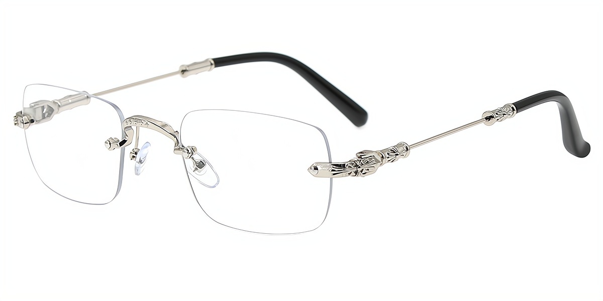 Silver Rectangle Exquisite Metal Eyeglasses
