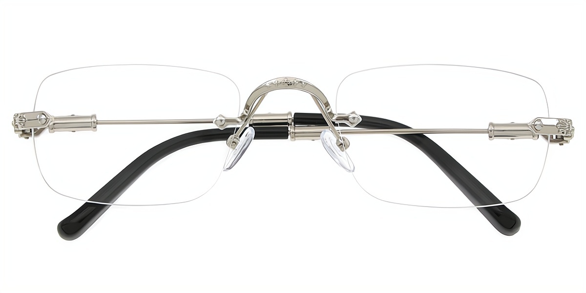 Silver Rectangle Exquisite Metal Eyeglasses