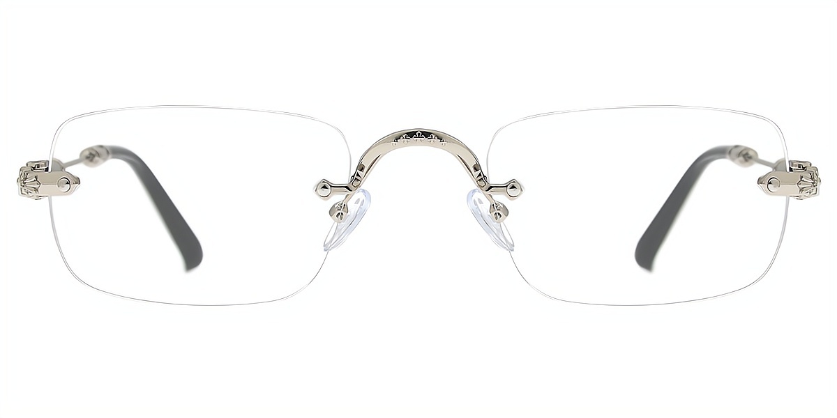 Silver Rectangle Exquisite Metal Eyeglasses