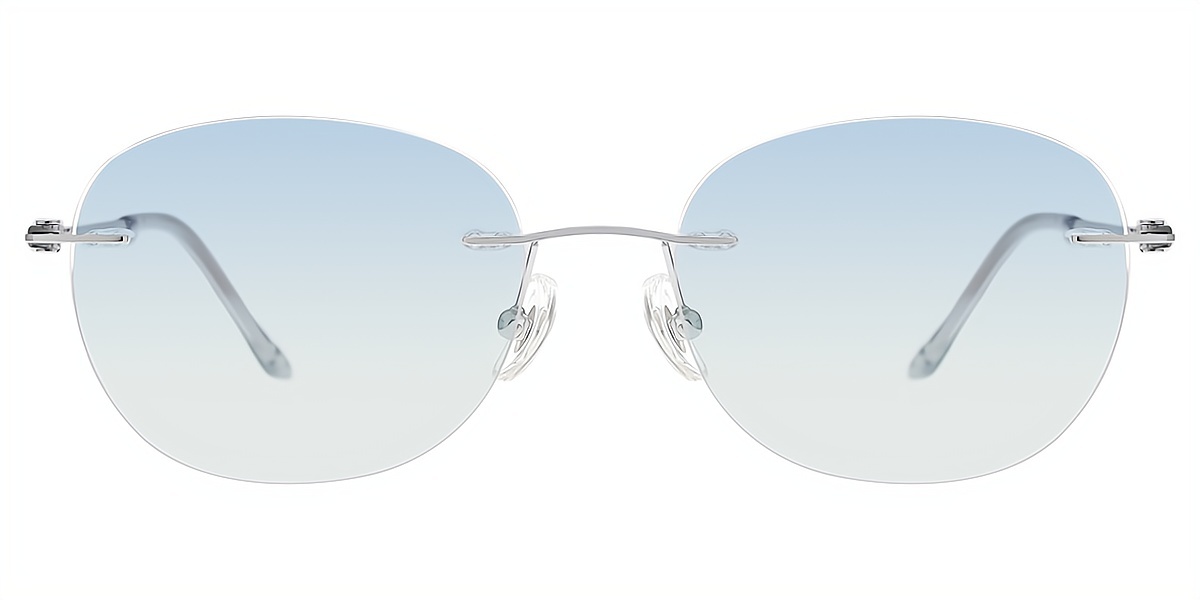 Silver Oval Simple Titanium Eyeglasses