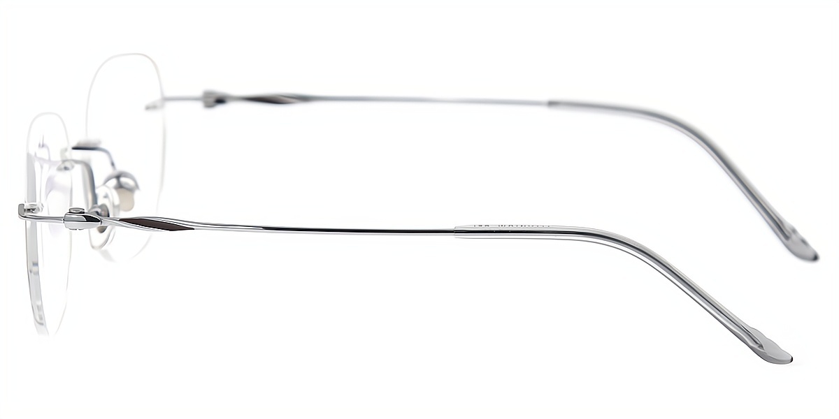 Silver Oval Simple Titanium Eyeglasses