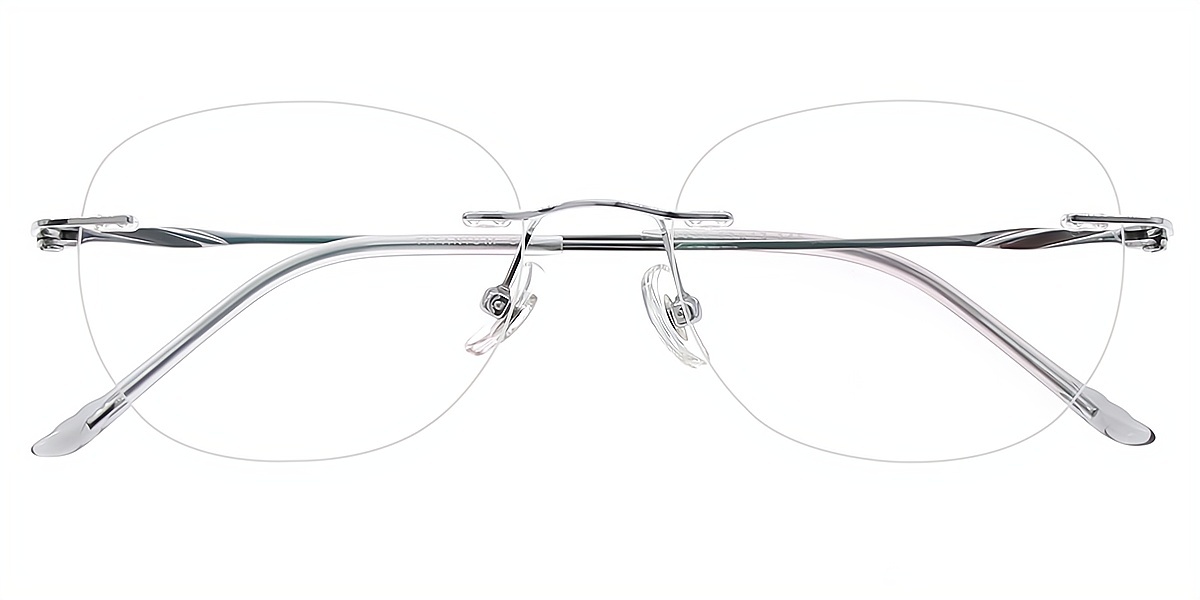 Silver Oval Simple Titanium Eyeglasses