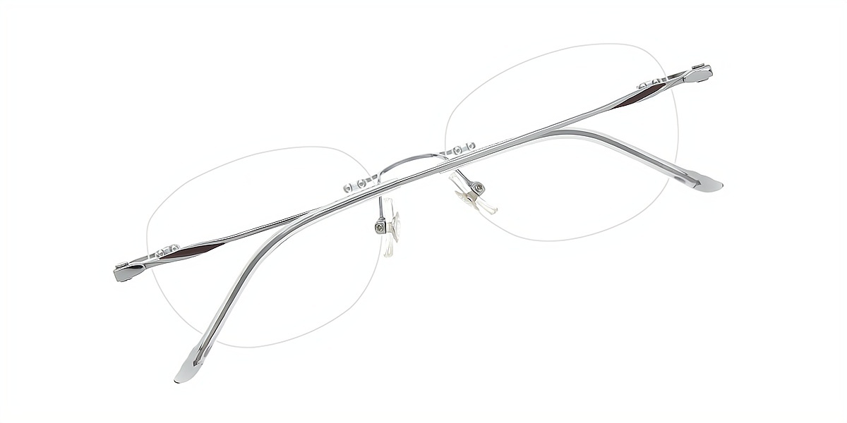 Silver Oval Simple Titanium Eyeglasses