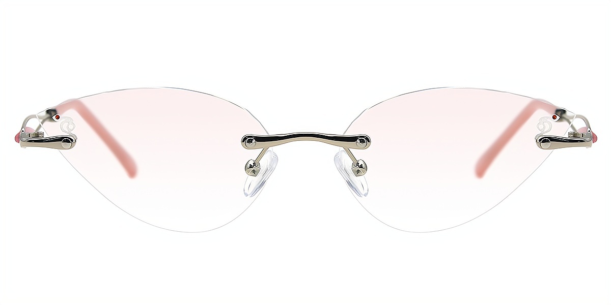 Pink Cat Eye Simple Metal Eyeglasses
