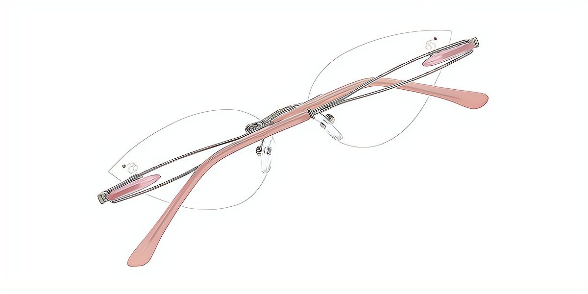 Pink Cat Eye Simple Metal Eyeglasses