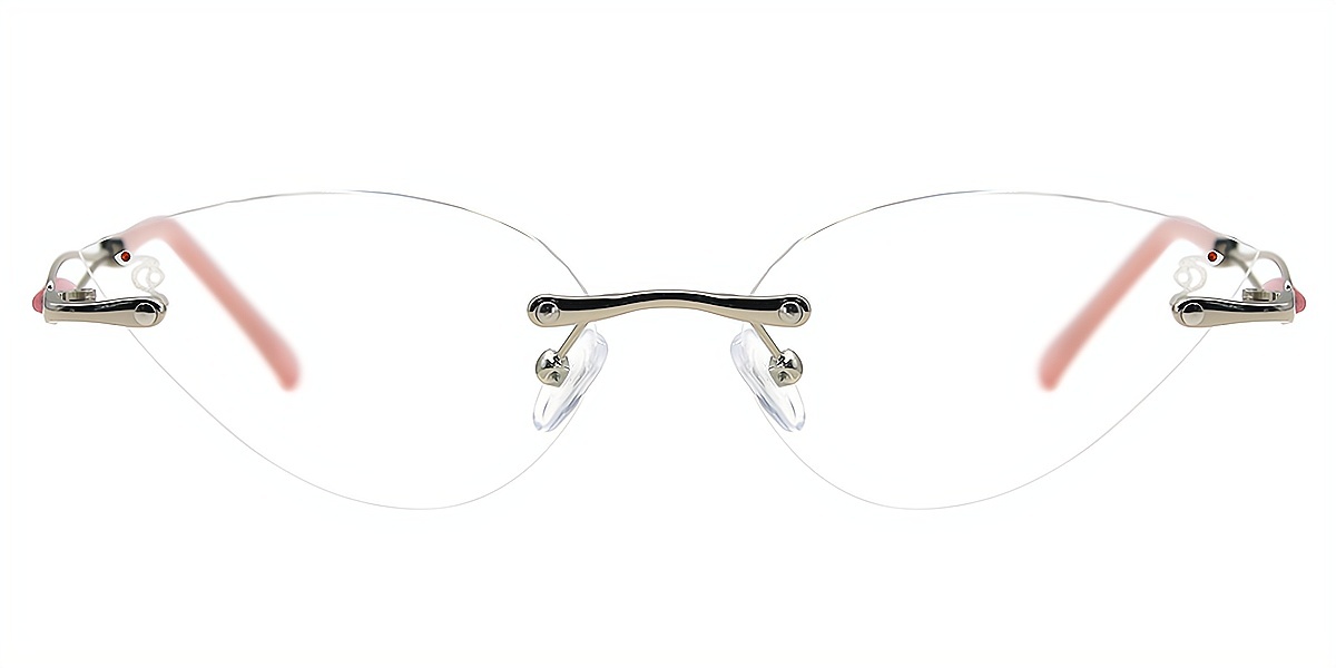 Pink Cat Eye Simple Metal Eyeglasses