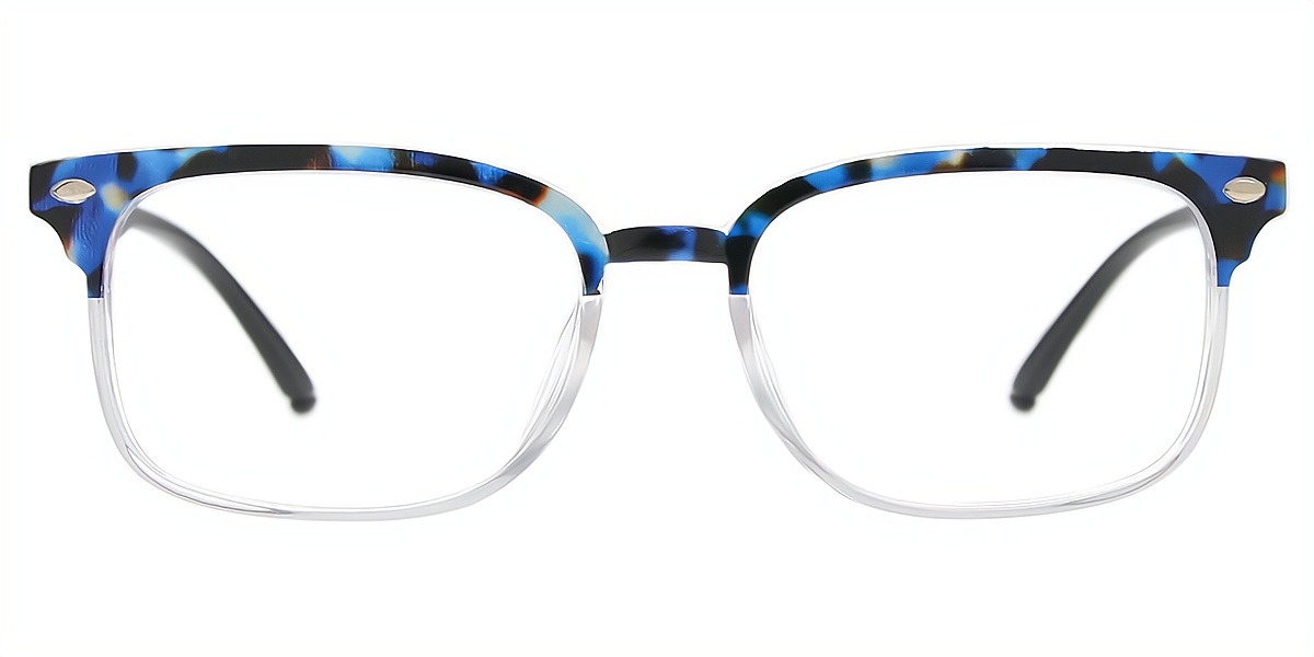 Blue Rectangle Retro Plastic Eyeglasses