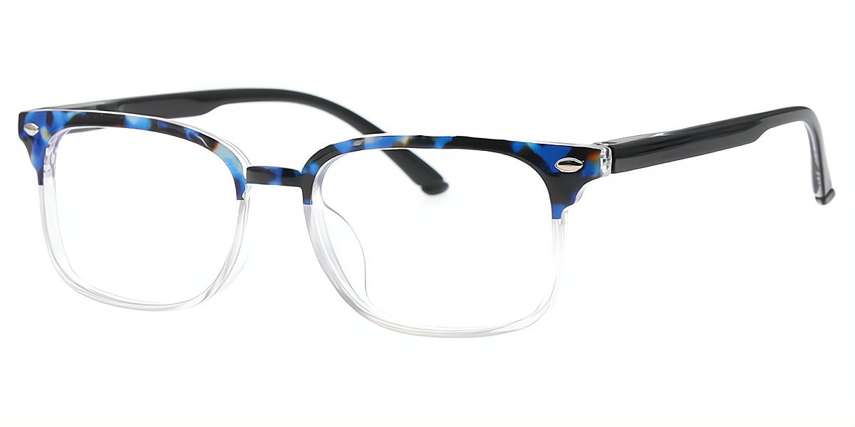 Blue Rectangle Retro Plastic Eyeglasses