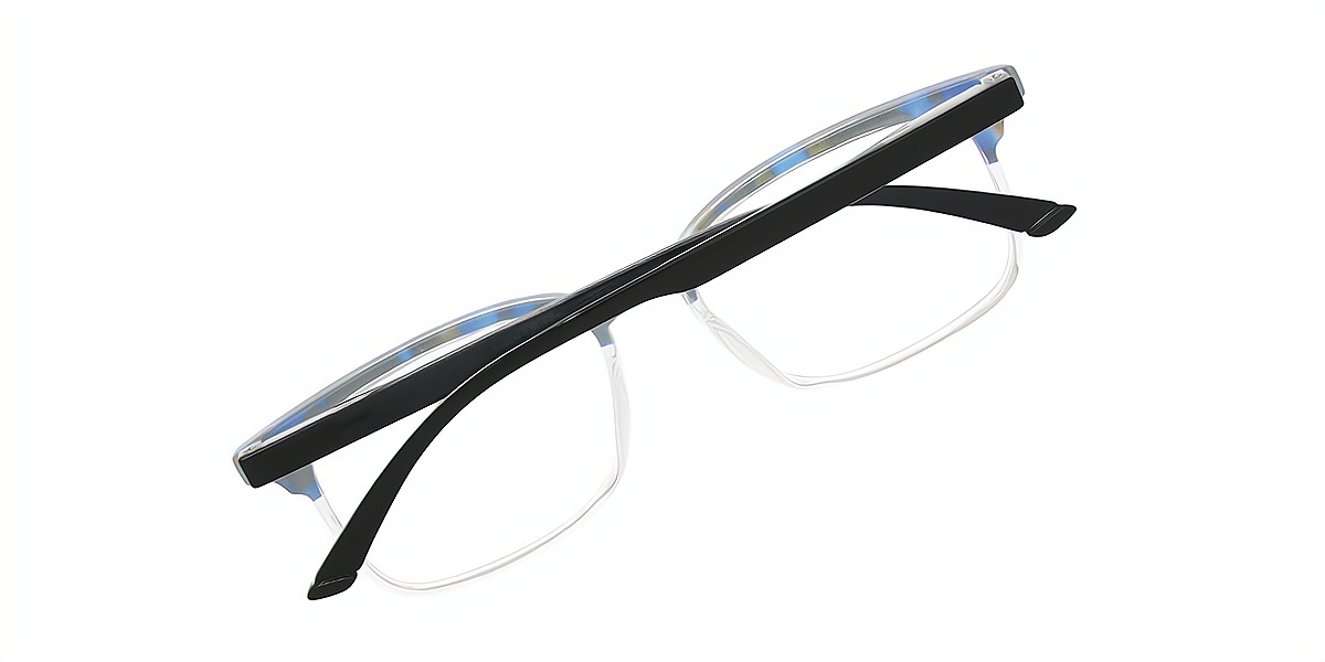 Blue Rectangle Retro Plastic Eyeglasses