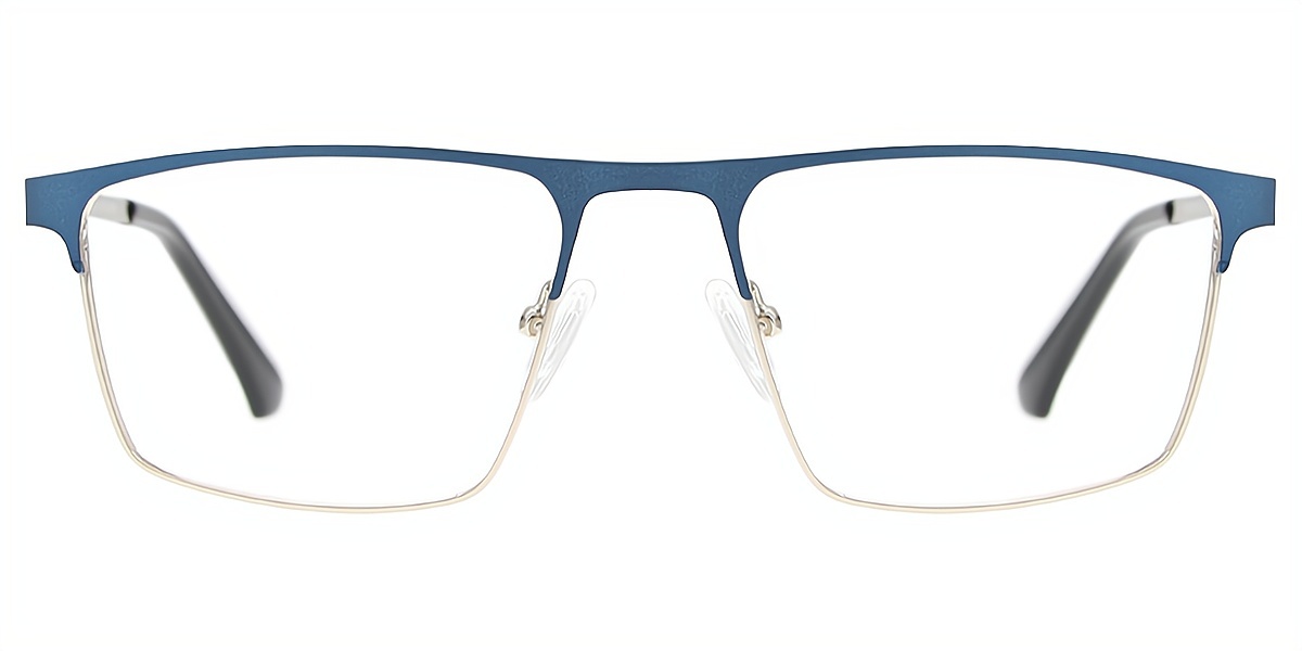 Blue Browline Retro Simple Metal Eyeglasses