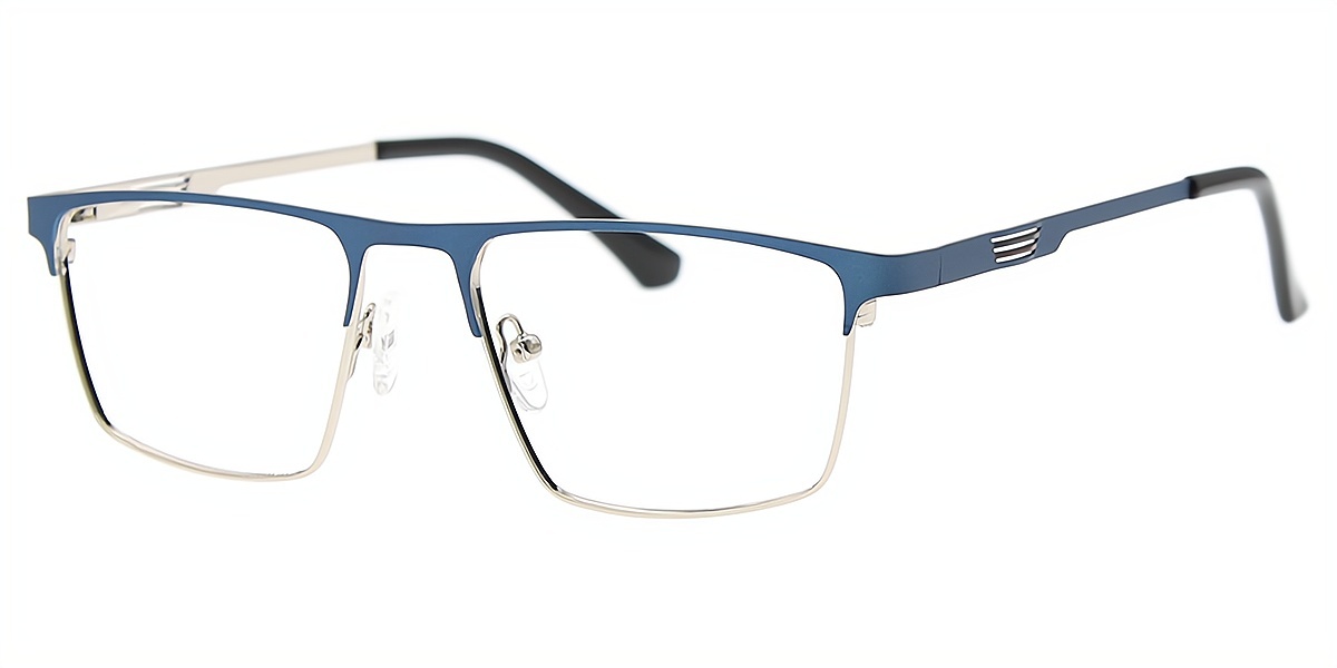 Blue Browline Retro Simple Metal Eyeglasses