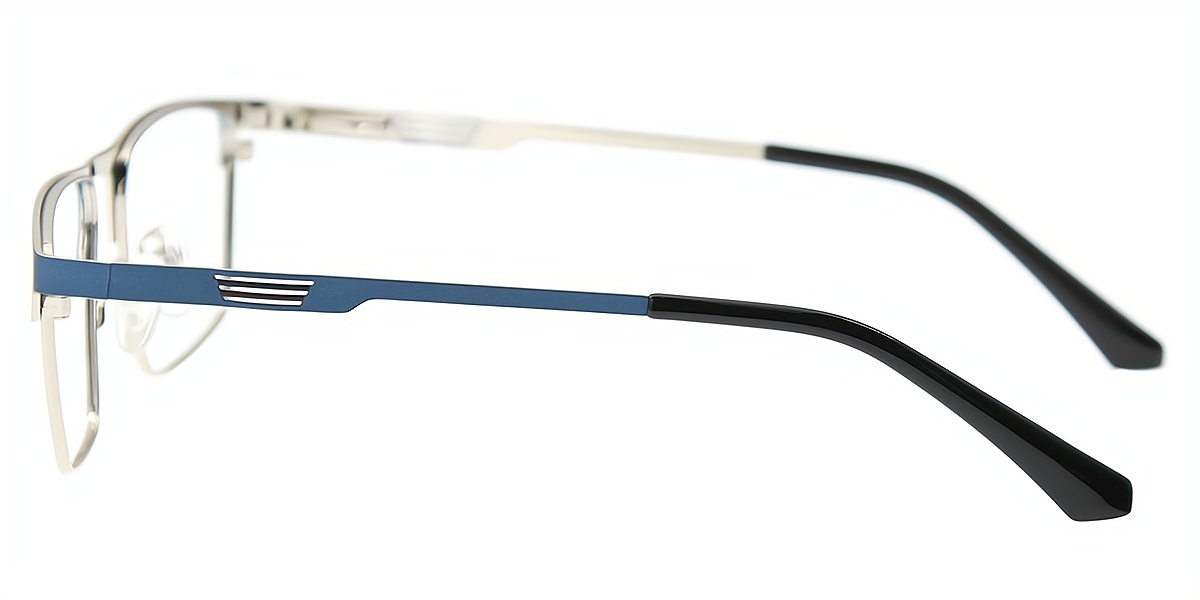 Blue Browline Retro Simple Metal Eyeglasses