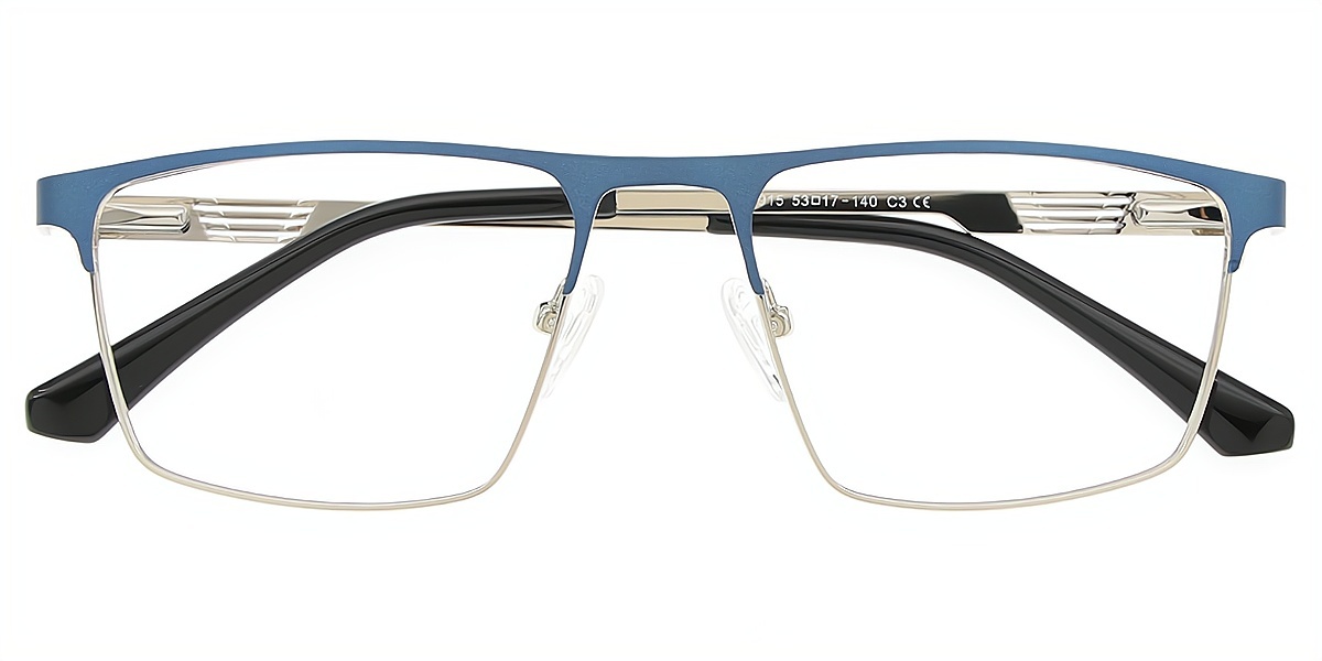 Blue Browline Retro Simple Metal Eyeglasses