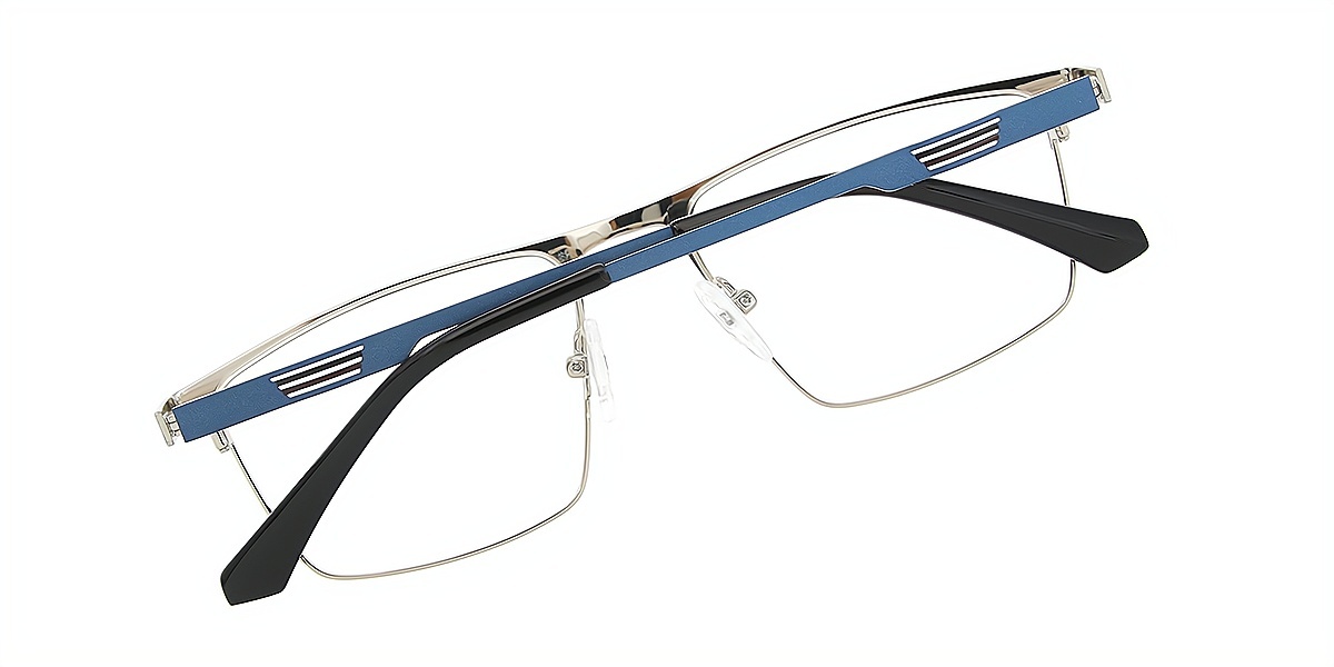 Blue Browline Retro Simple Metal Eyeglasses