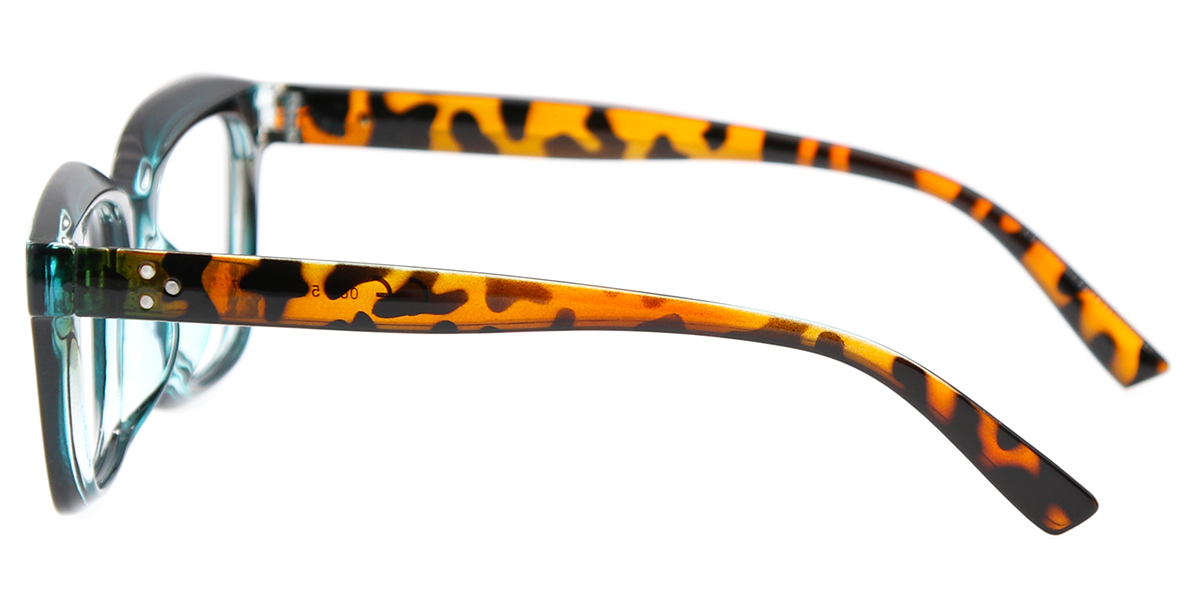 Green Rectangle Modish Plastic Eyeglasses