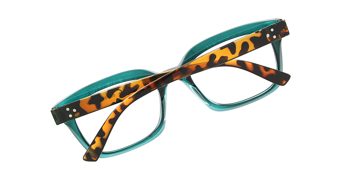Green Rectangle Modish Plastic Eyeglasses