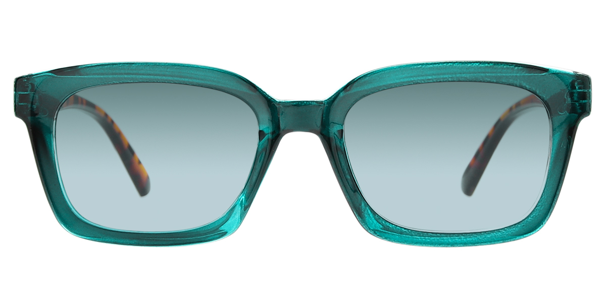 Green Rectangle Modish Plastic Eyeglasses