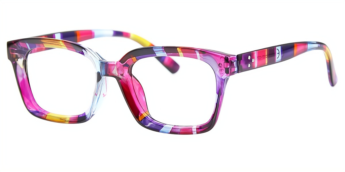 Purple Rectangle Unique Plastic Eyeglasses