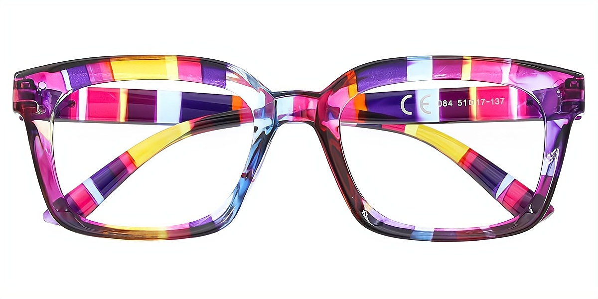 Purple Rectangle Unique Plastic Eyeglasses