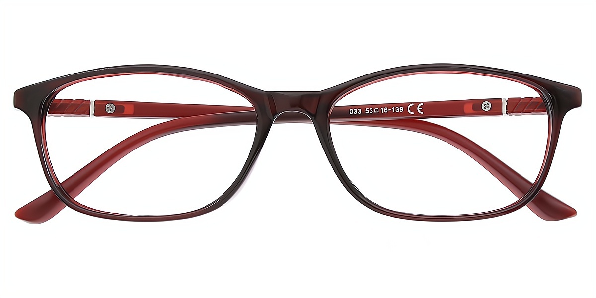 Red Oval Simple Plastic Eyeglasses
