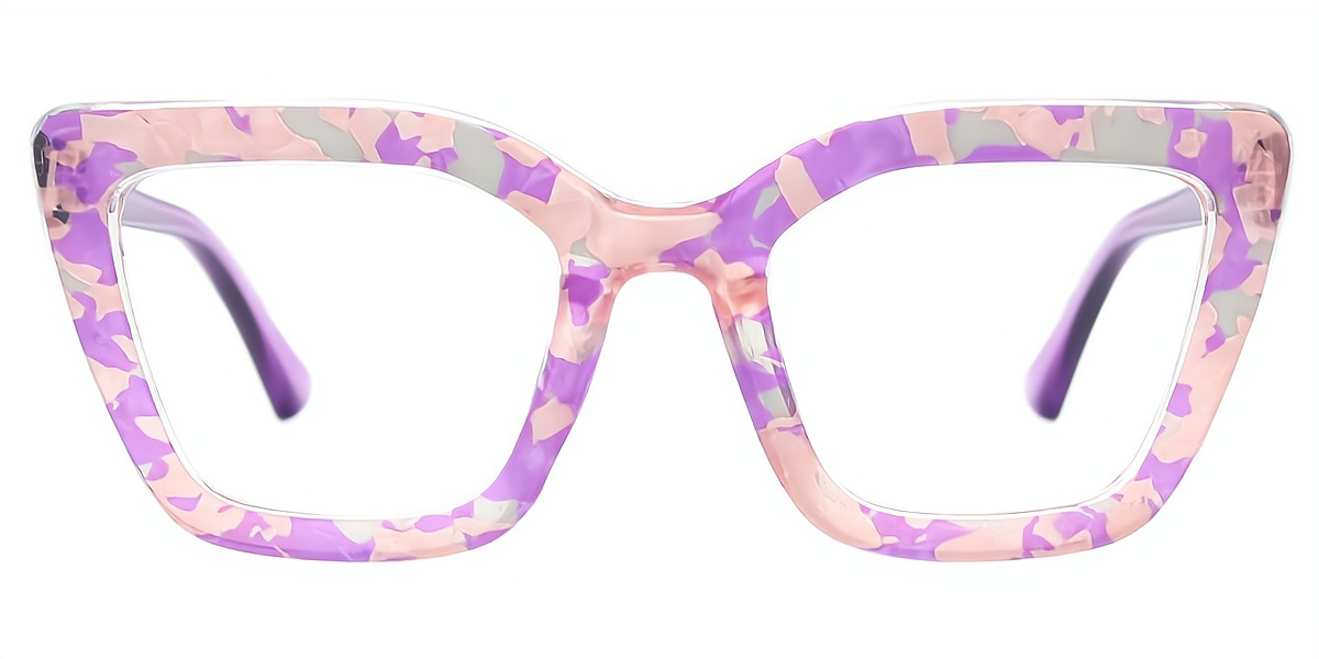 Purple Cat Eye Modish Wide Plastic Eyeglasses