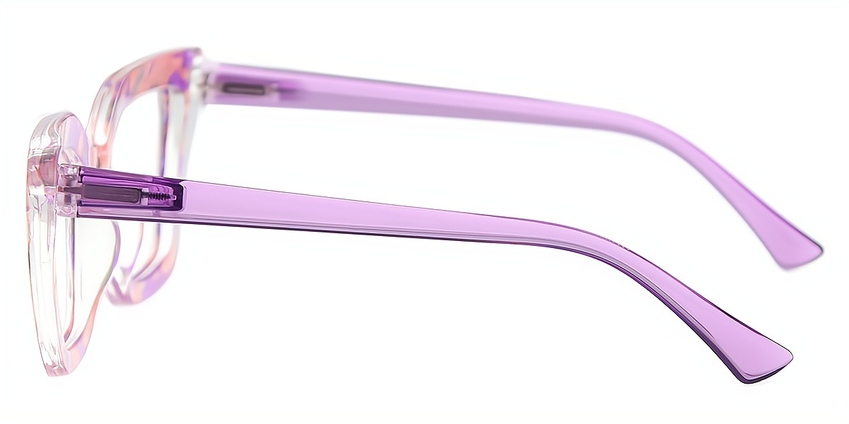 Purple Cat Eye Modish Wide Plastic Eyeglasses