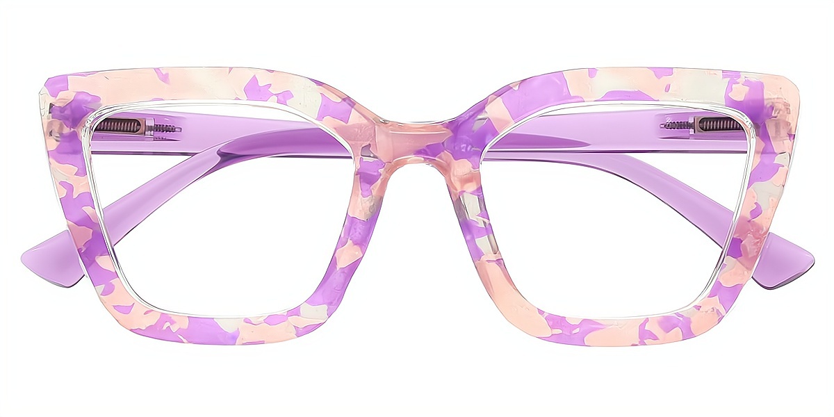 Purple Cat Eye Modish Wide Plastic Eyeglasses