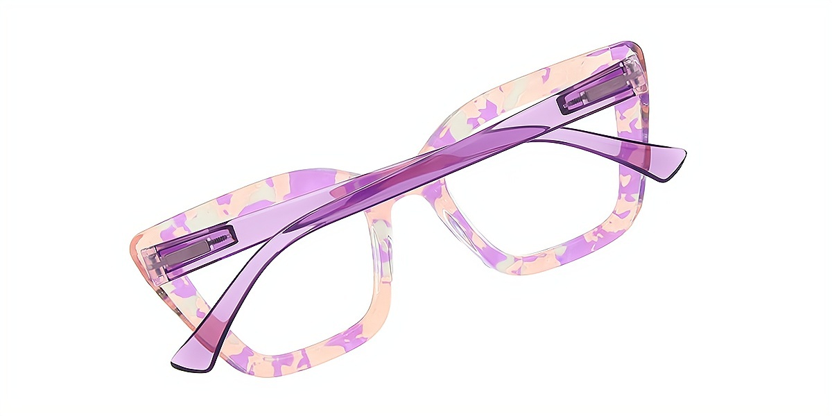Purple Cat Eye Modish Wide Plastic Eyeglasses