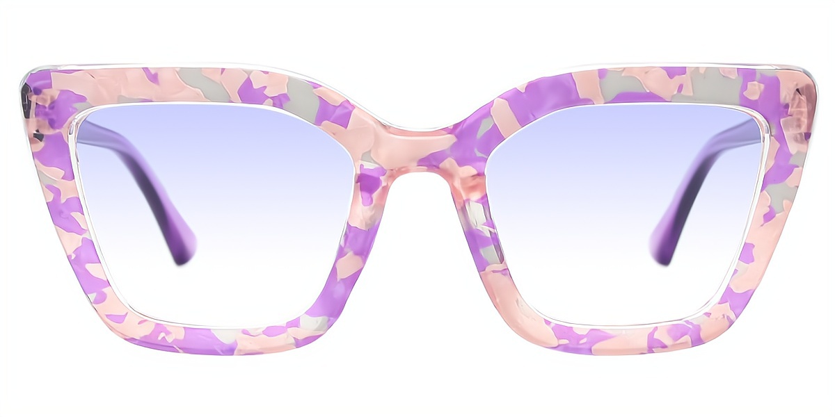 Purple Cat Eye Modish Wide Plastic Eyeglasses