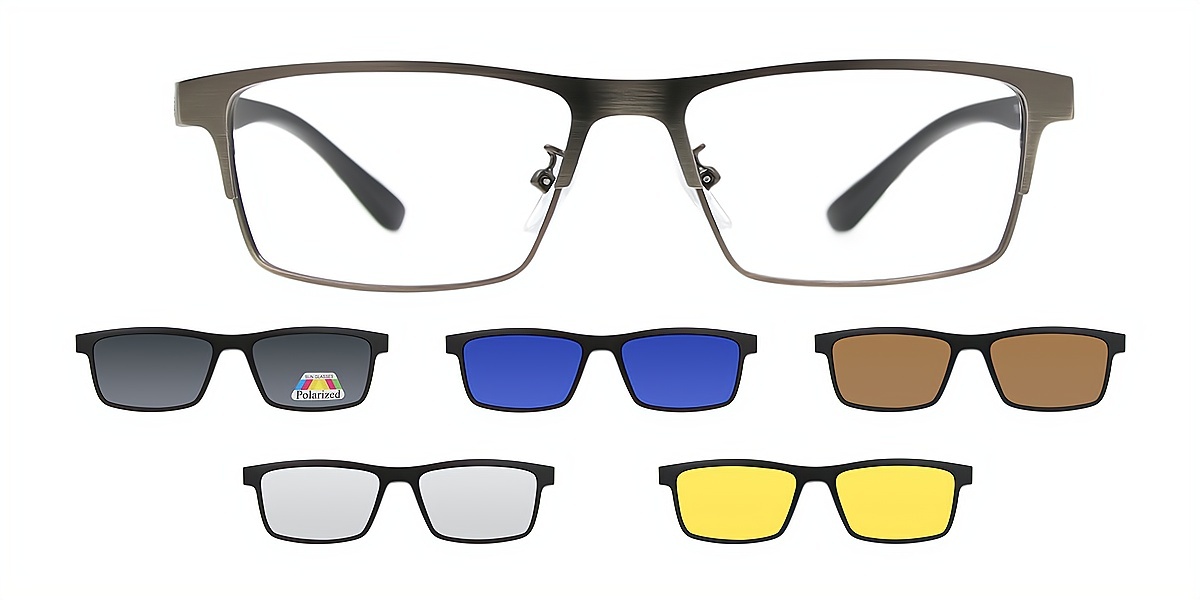 Gray Rectangle Chic Metal Eyeglasses