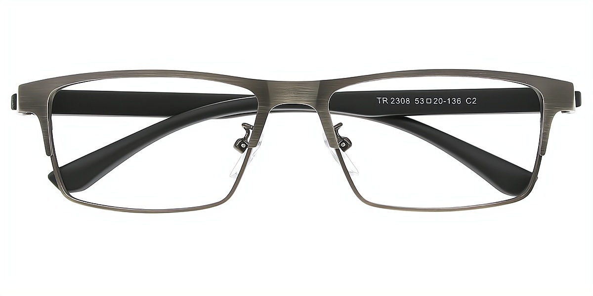 Gray Rectangle Chic Metal Eyeglasses