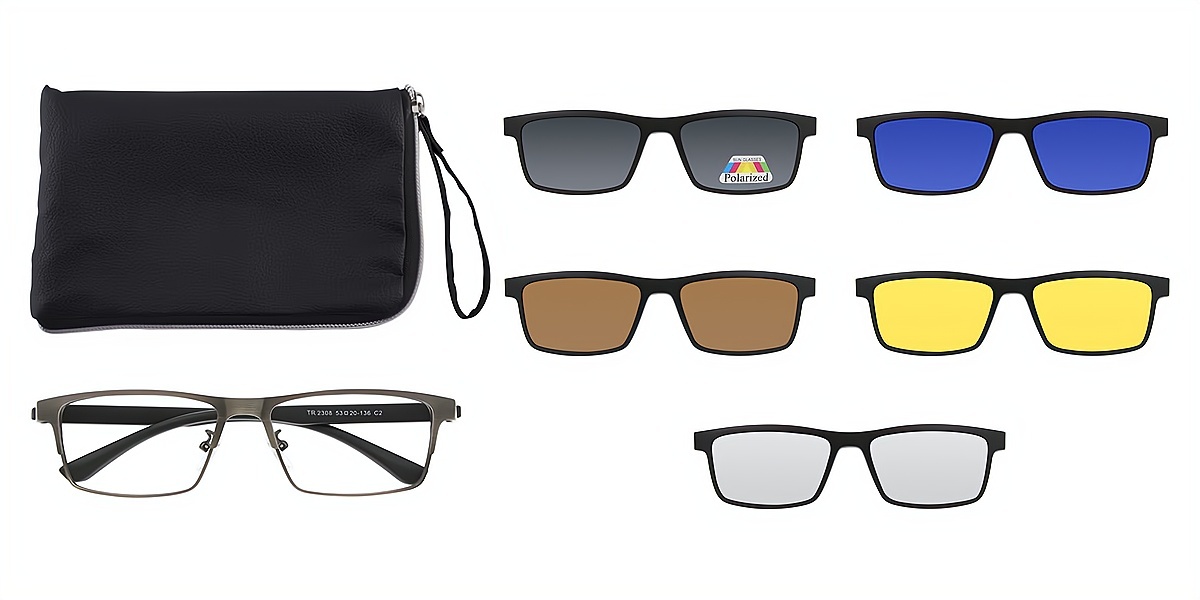 Gray Rectangle Chic Metal Eyeglasses