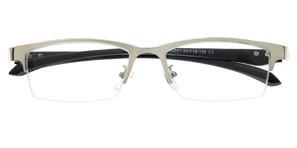 Silver Rectangle Classic Metal Eyeglasses