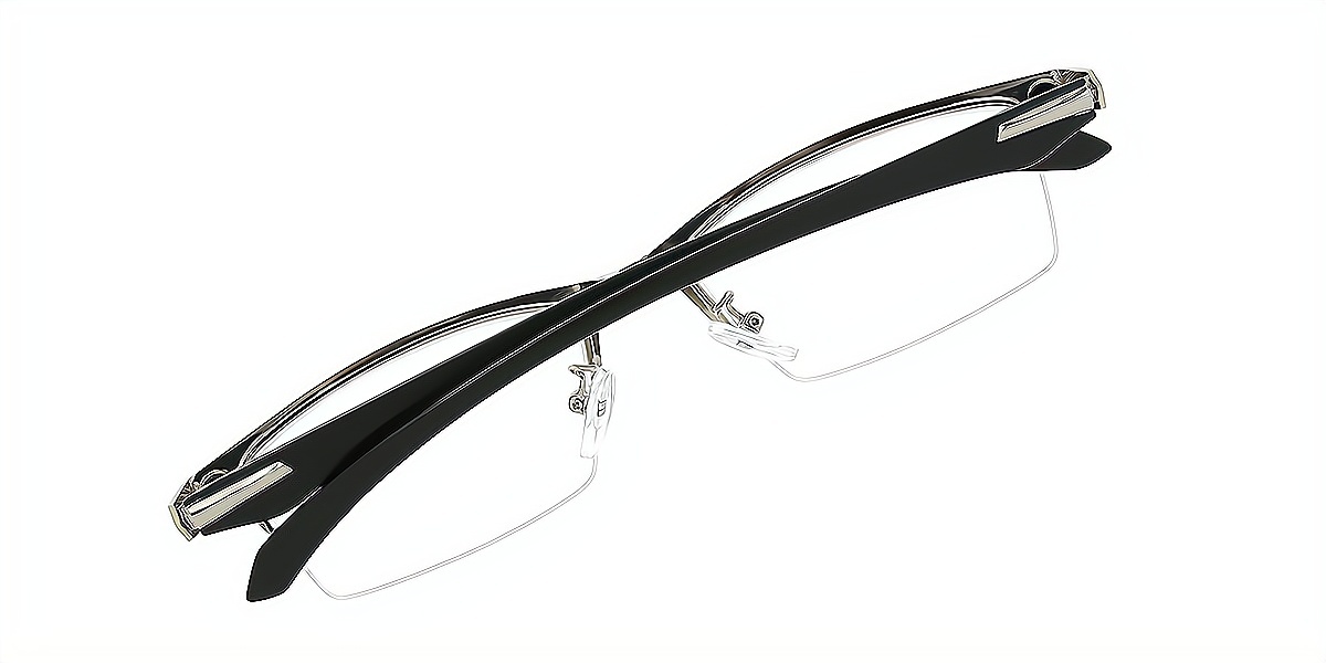 Silver Rectangle Classic Metal Eyeglasses