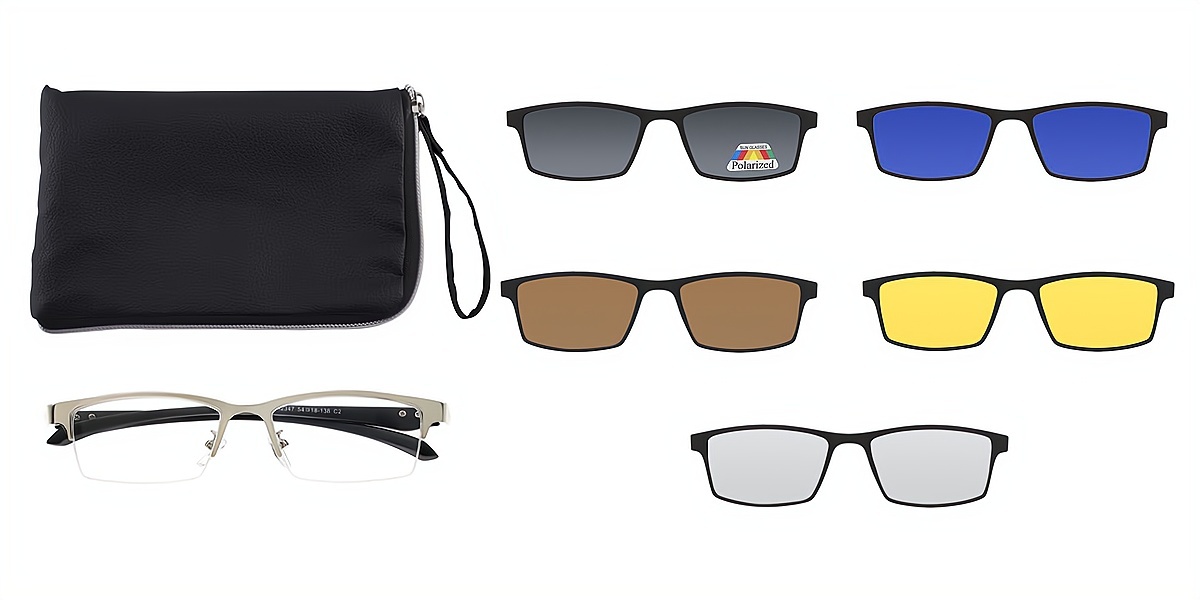 Silver Rectangle Classic Metal Eyeglasses
