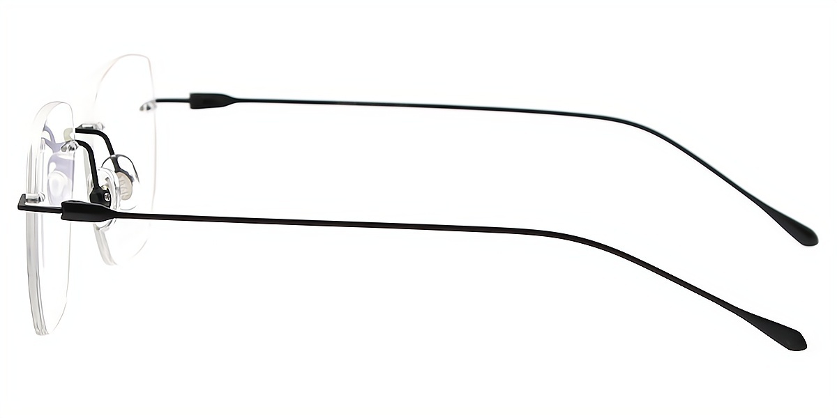 Black Oval Simple Titanium Eyeglasses