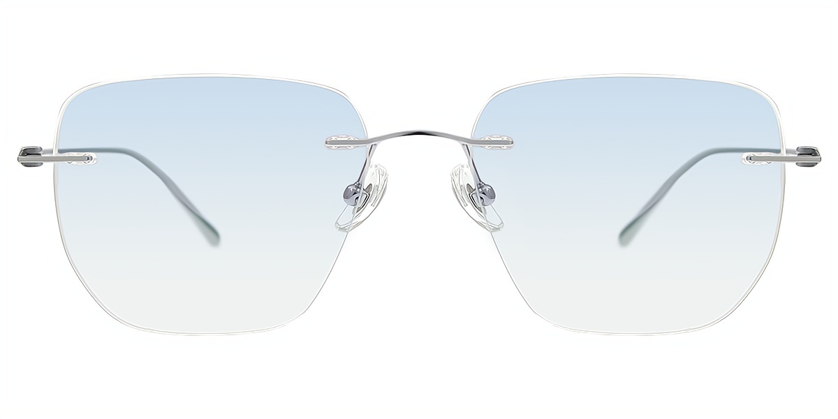 Silver Oval Simple Titanium Eyeglasses