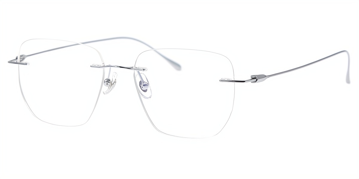 Silver Oval Simple Titanium Eyeglasses