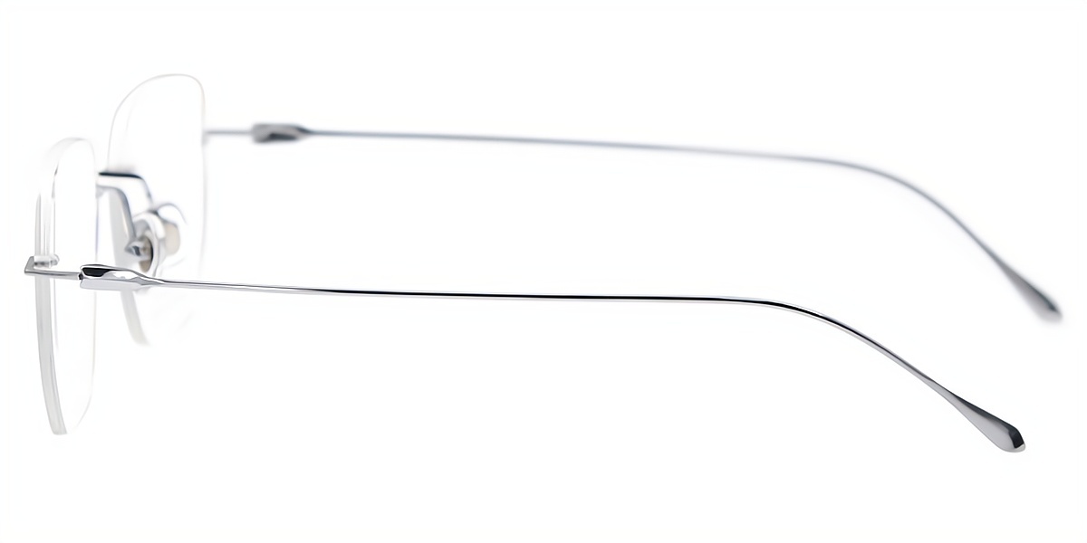 Silver Oval Simple Titanium Eyeglasses