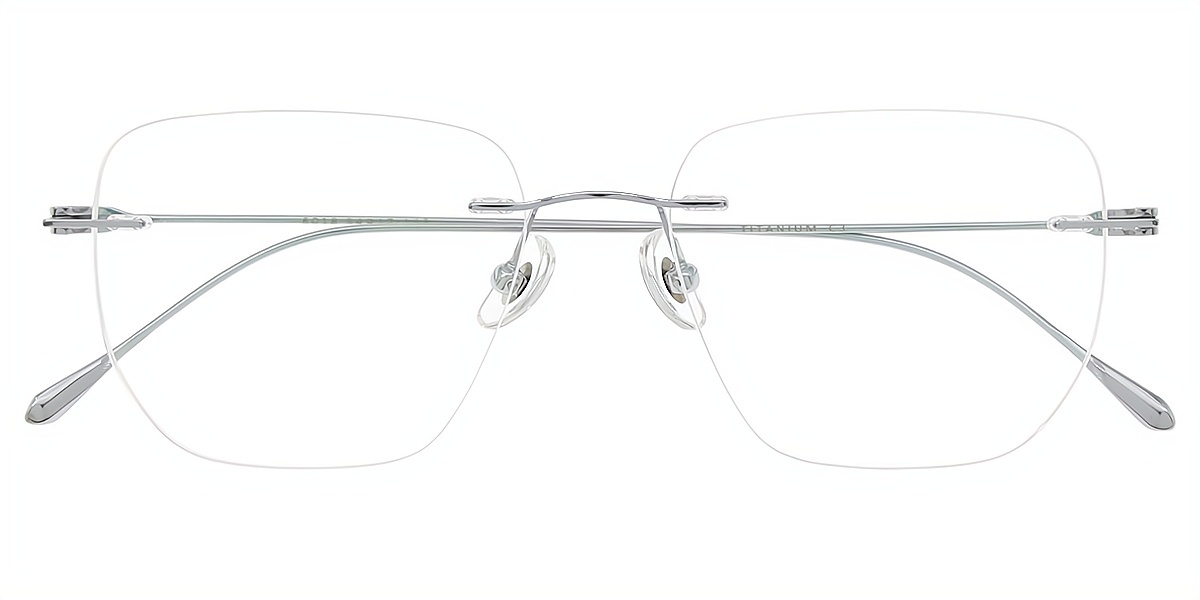Silver Oval Simple Titanium Eyeglasses