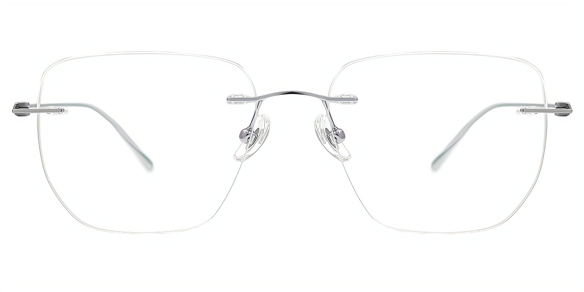Silver Oval Simple Titanium Eyeglasses