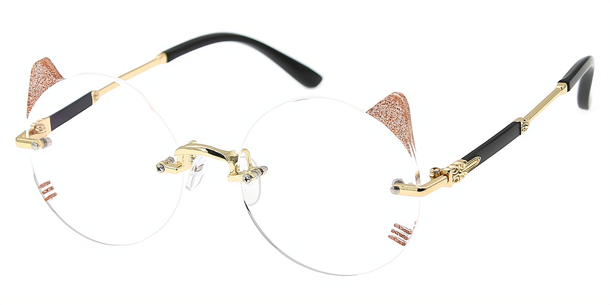 Golden Cat Eye Chic Mixed Materials Eyeglasses