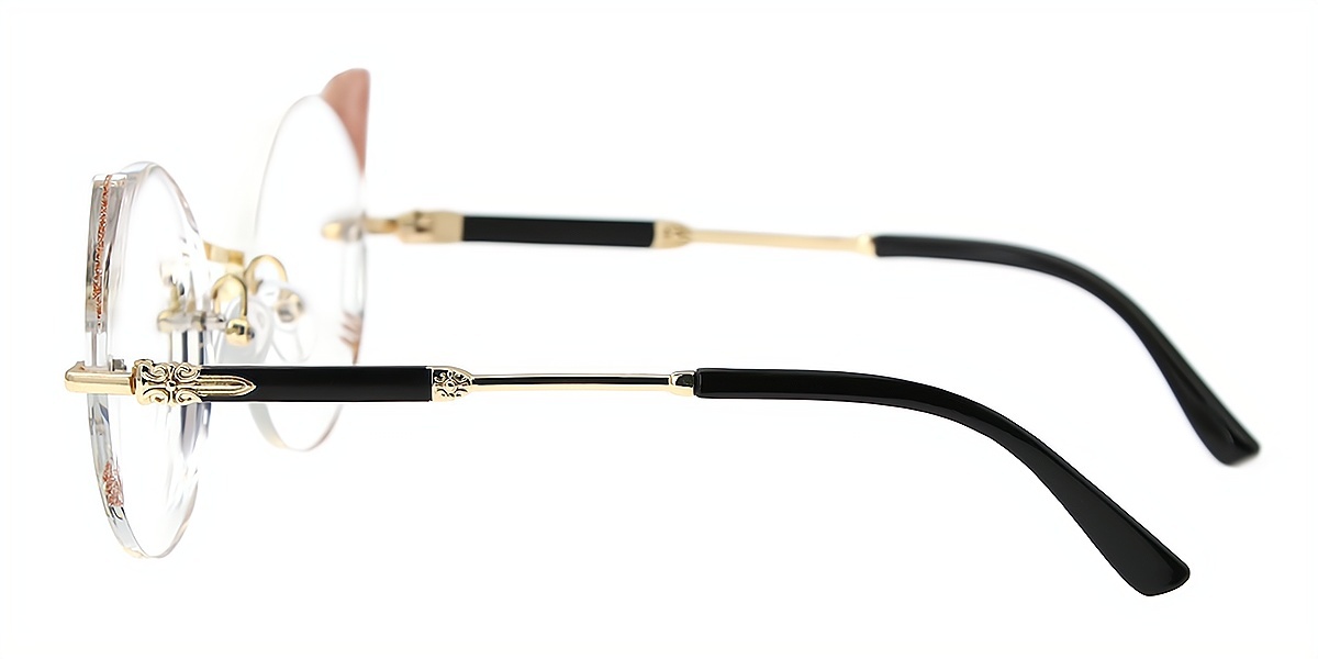 Golden Cat Eye Chic Mixed Materials Eyeglasses