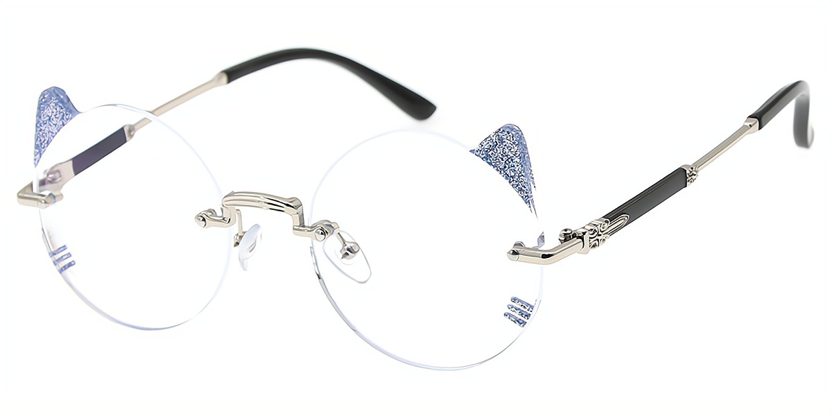 Silver Cat Eye Chic Mixed Materials Eyeglasses