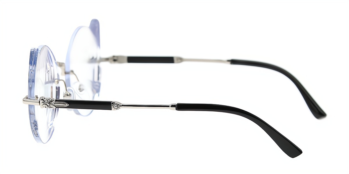 Silver Cat Eye Chic Mixed Materials Eyeglasses