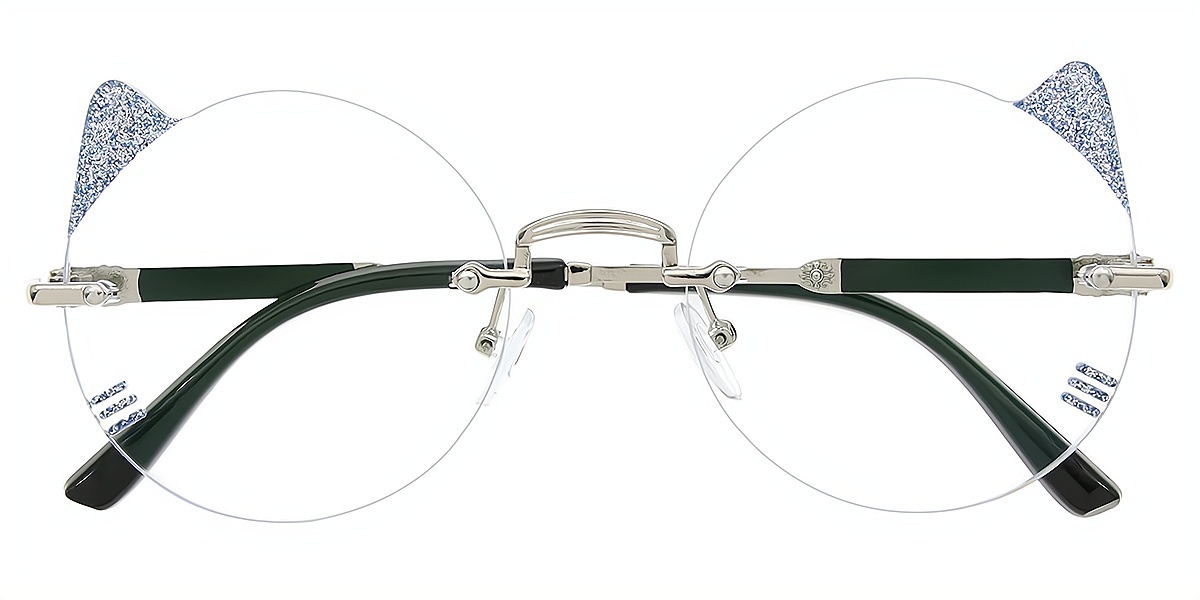 Silver Cat Eye Chic Mixed Materials Eyeglasses